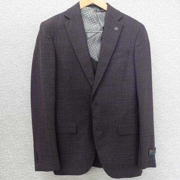Ted Baker No Ordinary Joe London Purple Plaid Suit Jacket 40R - Picture 1 of 14